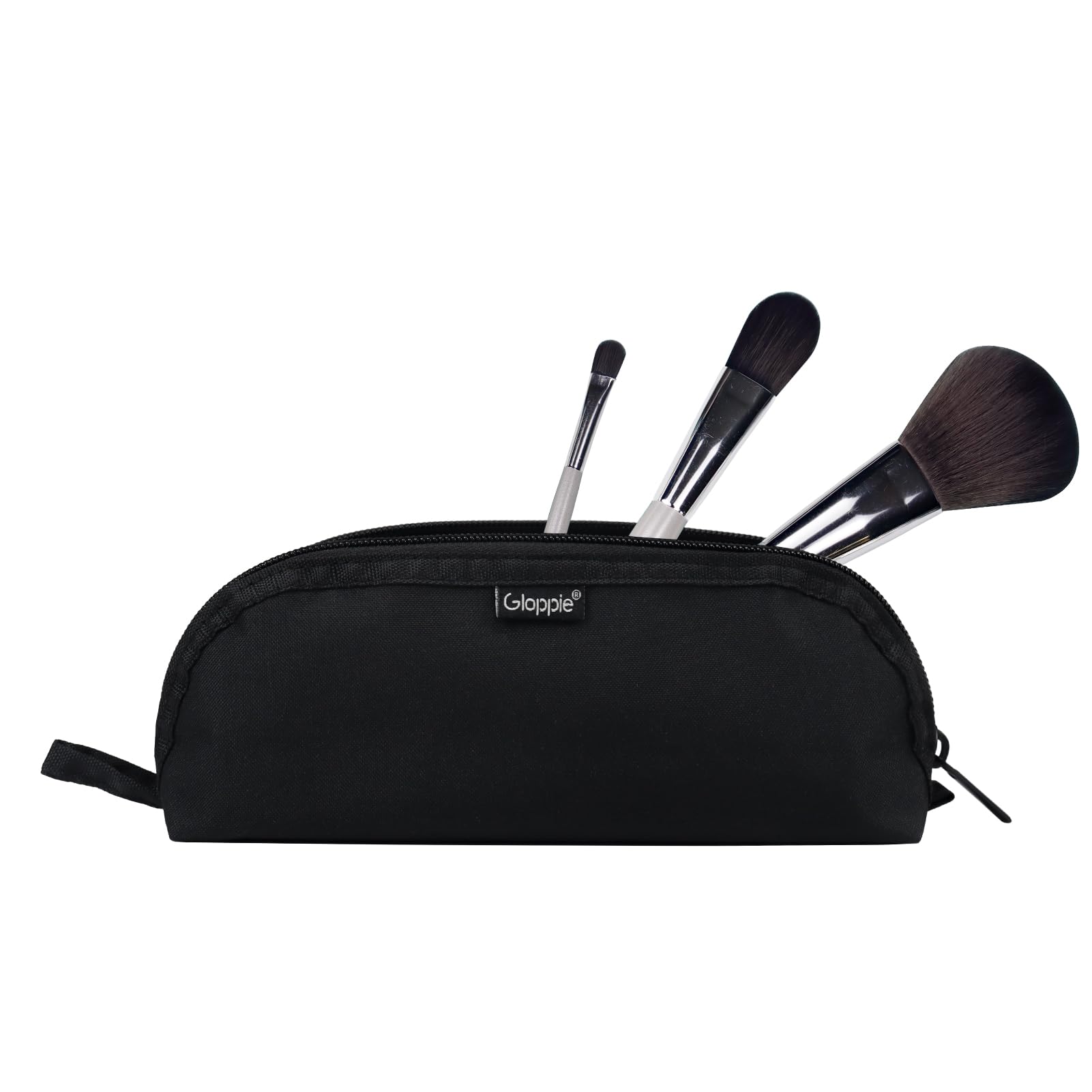 Gloppie Makeup Brush Holder Travel, Small Make Up Brush Organizer Pouch - Make Up Brush Traveling Case Portable Cosmetic Pouch, Holds 10 Brushes, Perfect for Traveling and Organization, Black