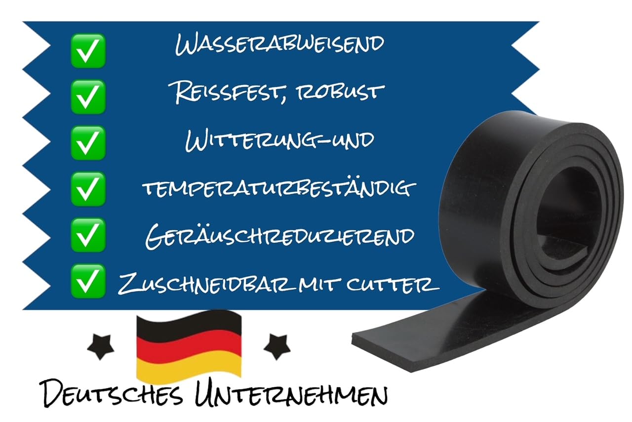 Gummistreifen mit Gewebeeinlage 3mm dick 80mm breit/wählbar 1m bis 10m Länge Vollgummi Hartgummi Gummi- Bodenbelag (10.000x80x3mm)