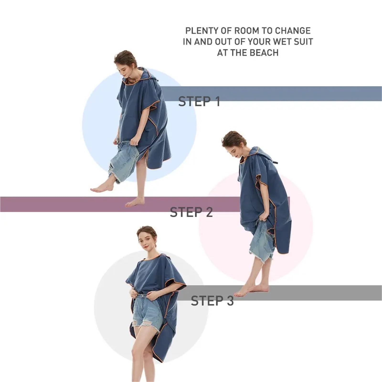 Poncho da surf, asciugamano, poncho ad asciugatura rapida, con cappuccio, accappatoio spiaggia, bagno for adulti Poncho da Spiaggia(Light Blue)