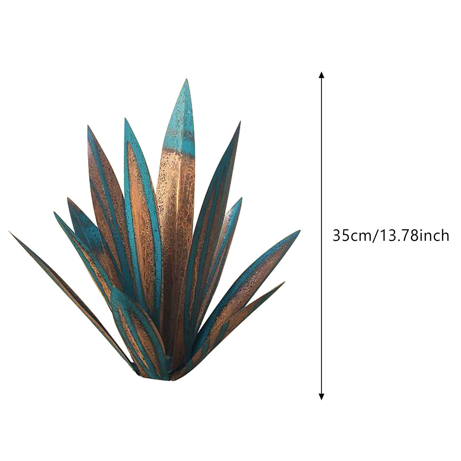 Sculpture Rustique de Tequila Bleue - Art décoration Statue Déco à la Maison, Figurines de Jardin, Ornements de Pelouse, Piquets de Jardin, Plantes d'agave en Métal pour Cour Extérieure, 13.8inch