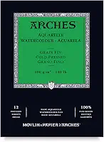ARCHES Aquarelle 300 g/m² Grão Fino Branco Natural Bloco 14,8x21 12 Folhas.