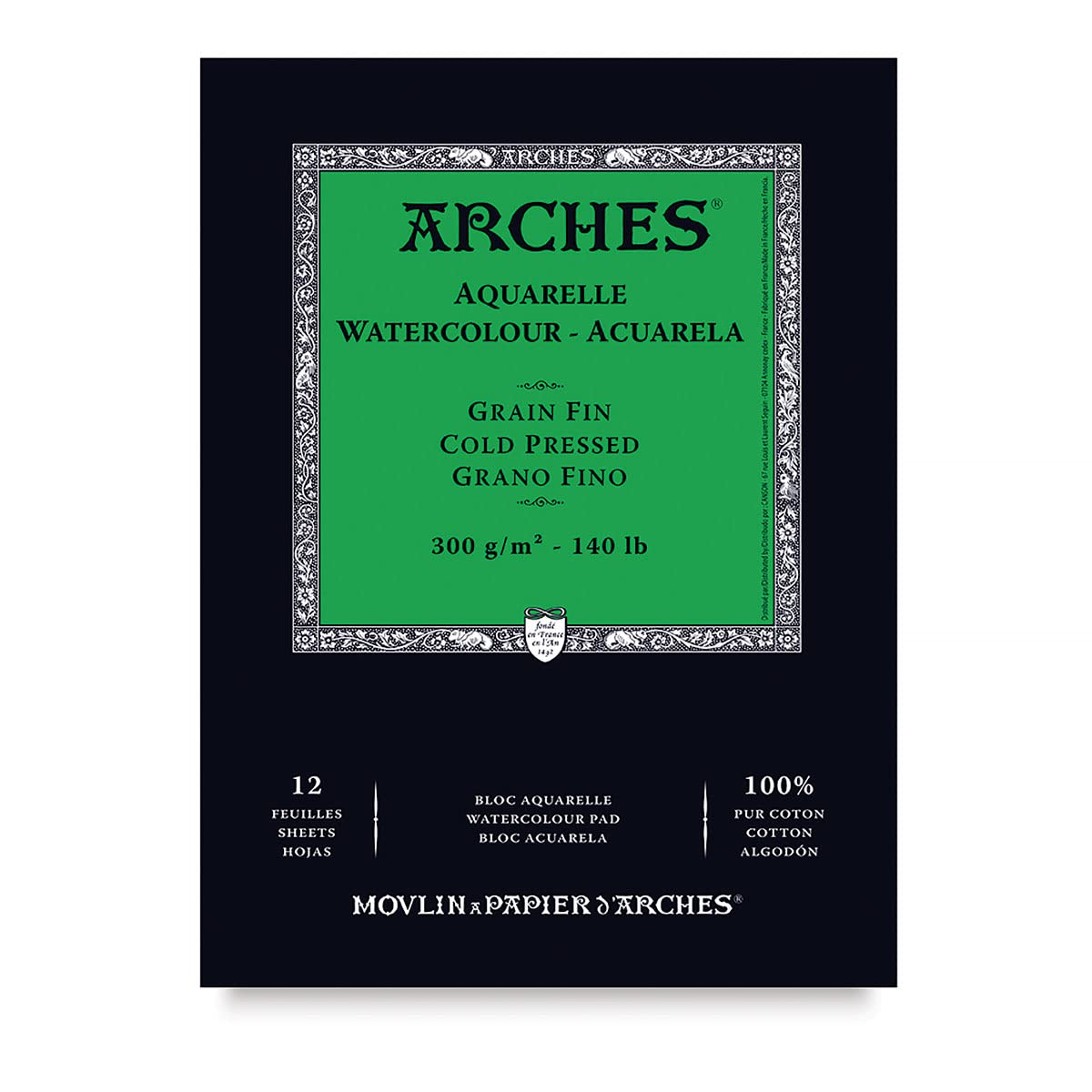 ARCHES - Enc Pad 14.8 x 21 12H Aquarelle 100% Fine 300 g White Nat (A1795090)