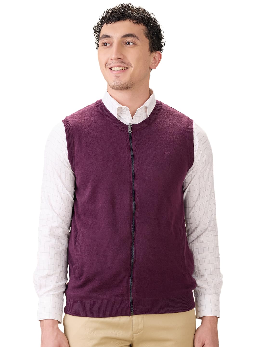 Men Regular Fit Solid Pattern Acro Wool Blend Sleeveless V Neck Sweater-image-15