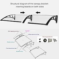 Vista 9 de Toldo para puerta delantera, toldo al aire libre, refugio para ventana, refugio de lluvia y lluvia, refugio de protección contra la nieve