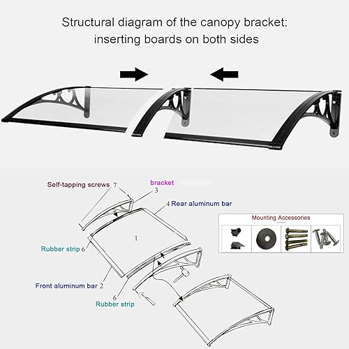 Miniatura 9 de Toldo para puerta delantera, toldo al aire libre, refugio para ventana, refugio de lluvia y lluvia, refugio de protección contra la nieve y la