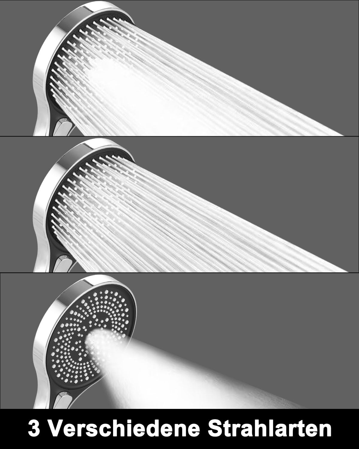 Soffione doccia ad alta pressione, tubo flessibile in acciaio inox da 1,5 m, interruttore e supporto a parete, nero e viola | Leroy Merlin