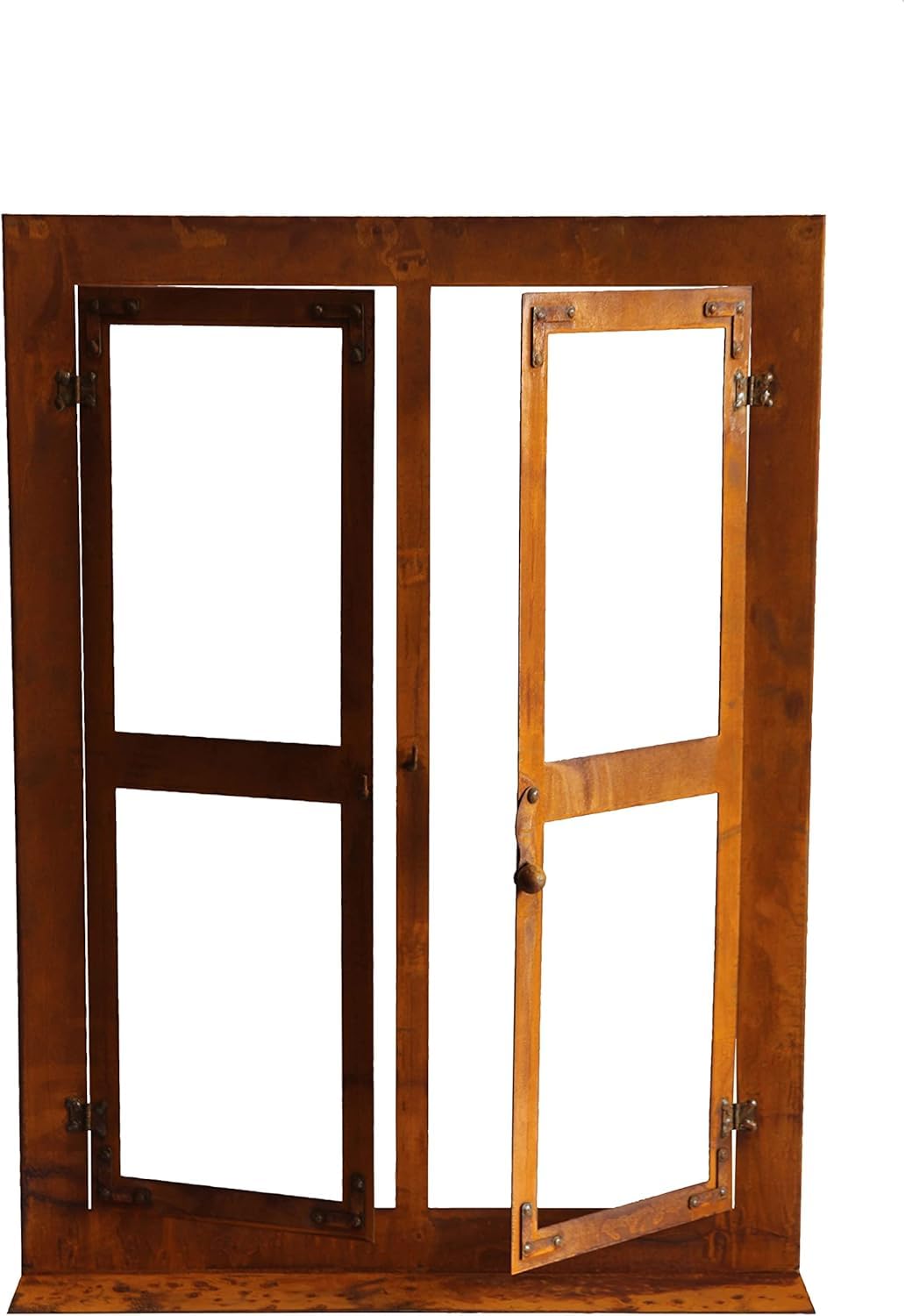 Bornhöft Gartendeko Fenster aus Metall im Rost-Design, 45cm x 60cm, Deko-Fenster Fensterrahmen Edelrost rostige Gartendekartion Eisen
