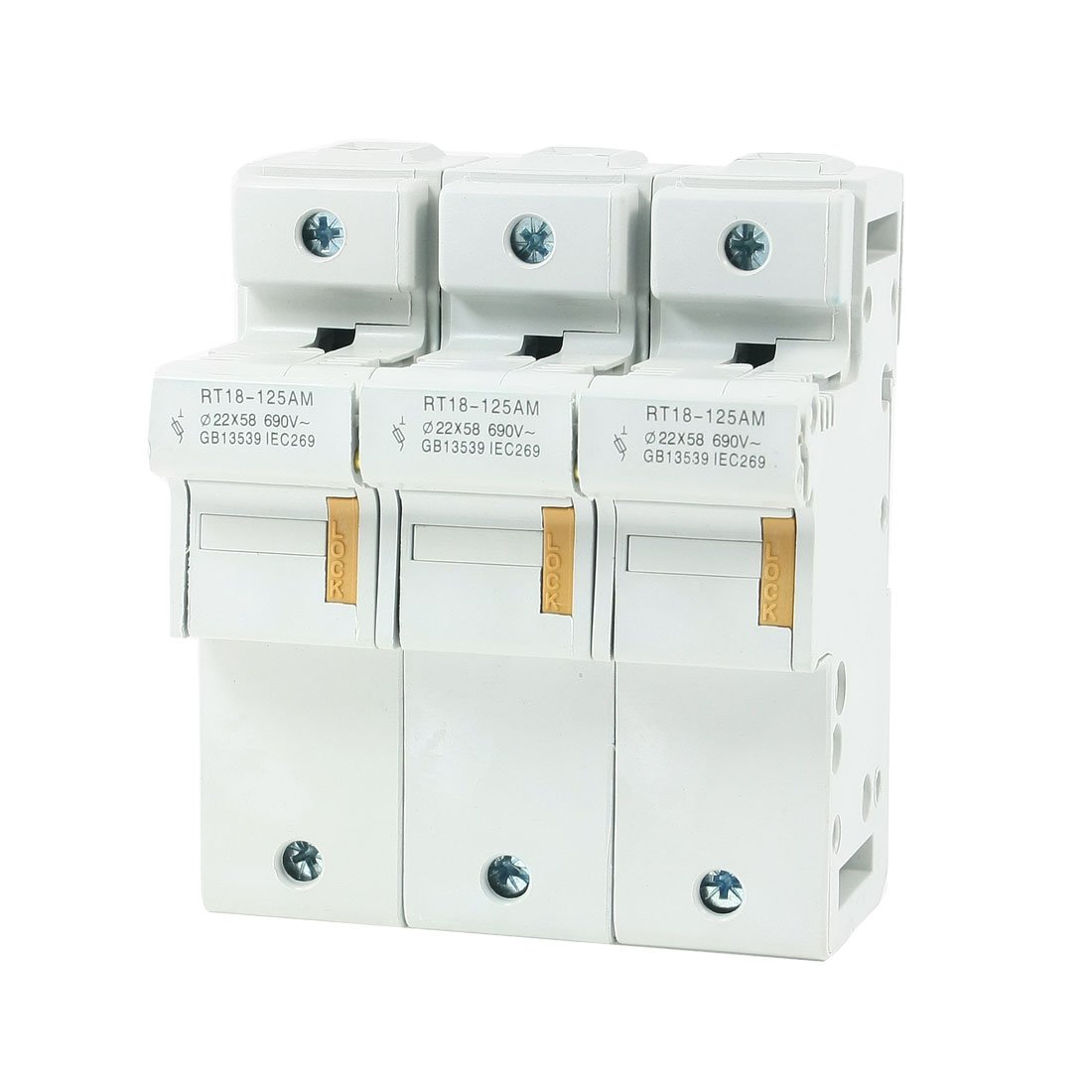 Aexit RT18-125AM CA 690V 125A 3 Polos 3P 22x58mm Base (model: K1447IIVI-2842LP) de portafusibles cilíndricos