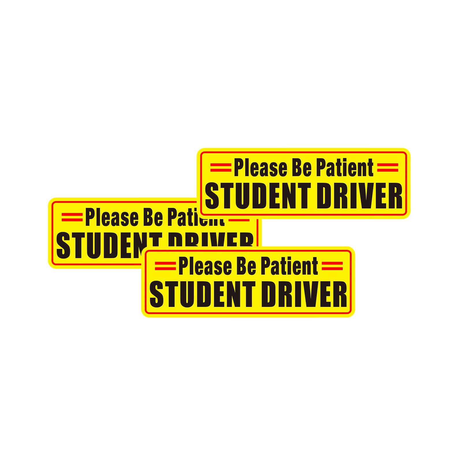 3 PCS Student Driver Magnet for Car Sign, 9.4In x 3.1In Magnetic Reflective Novice Driver Stickers, New Car Driver Magnet Bumper Stickers (Please Be Patient #Black)