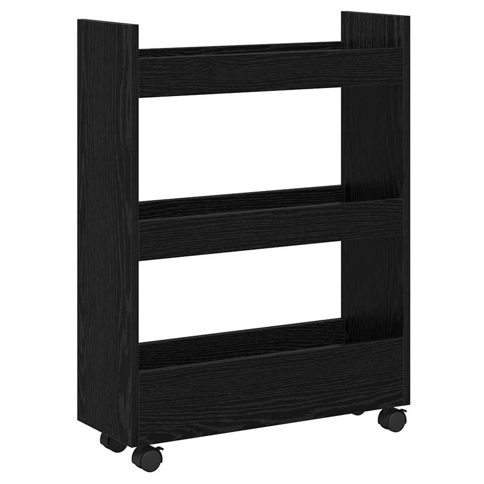 Geecher Carrello di Stoccaggio Stretto, Mobile da Cucina con Ruote e Freni, 60 x 22 x 80 cm, in Legno Multistrato Rovere Nero, per Cucine Piccole e Stanze di Servizio