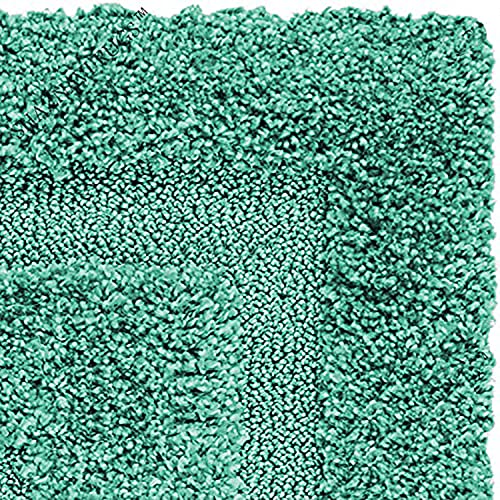 Image of Rectangular Box Round Shaggy Carpet for Living Room, Bedroom, High Low Design Finish Microfiber 1.8 Inch Pile High, 4x4 Feet Sky Blue|Sky Blue Color