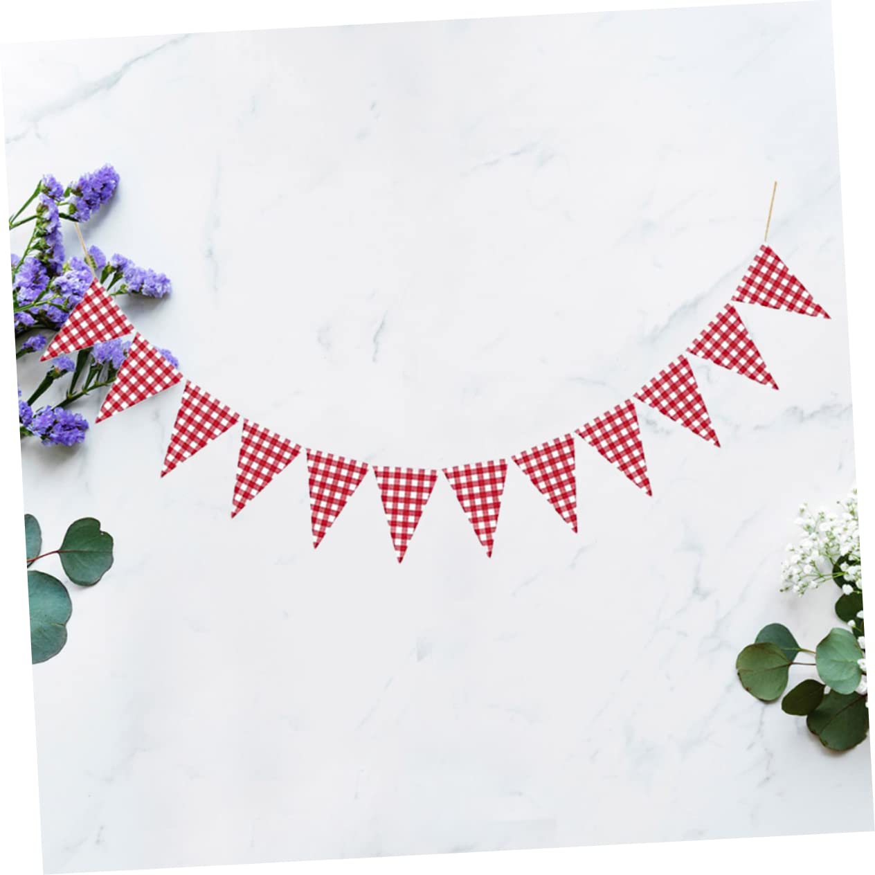 Abaodam 3 Piezas De Decoraciones para Colgar Fotos A Cuadros Decorativa Nupcial Blanca Decoración De Boda Banderín Banderines Rojos A Cuadros Guirnaldas De Fiesta Triángulo