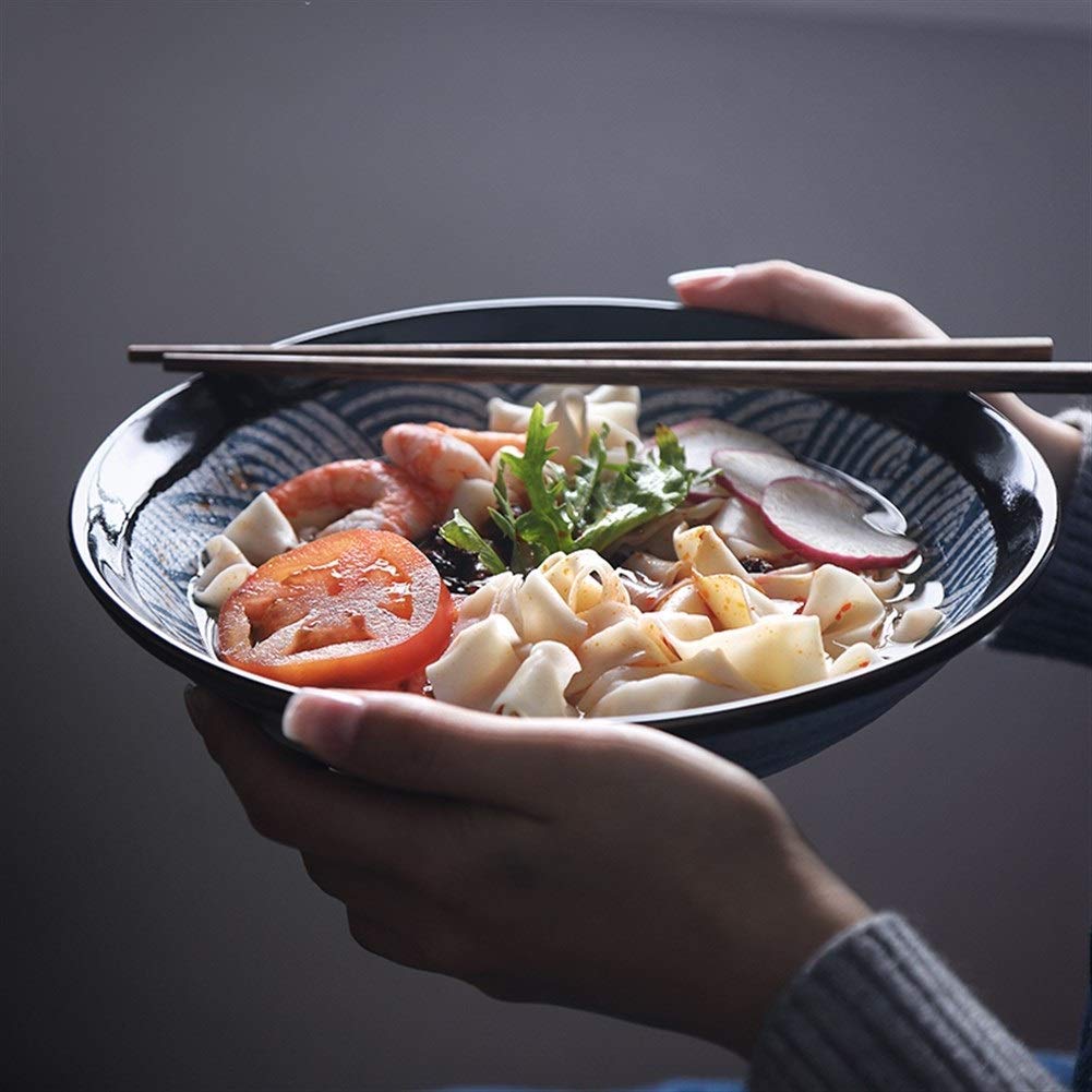 SGSG Tazón Grande de Fideos Tazón de Fideos para el hogar Tazón de Sopa de cerámica Tazón Grande de Ramen de Carne de Res