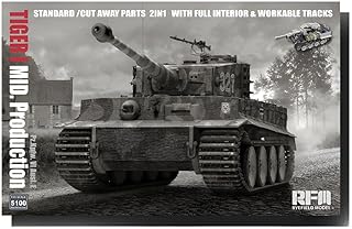 Rye Field Model RM5100 Tiger I Medium Production 2-in-1 with Cutaway Parts & Interior Scale 1:35 Model Building Plastic Kit