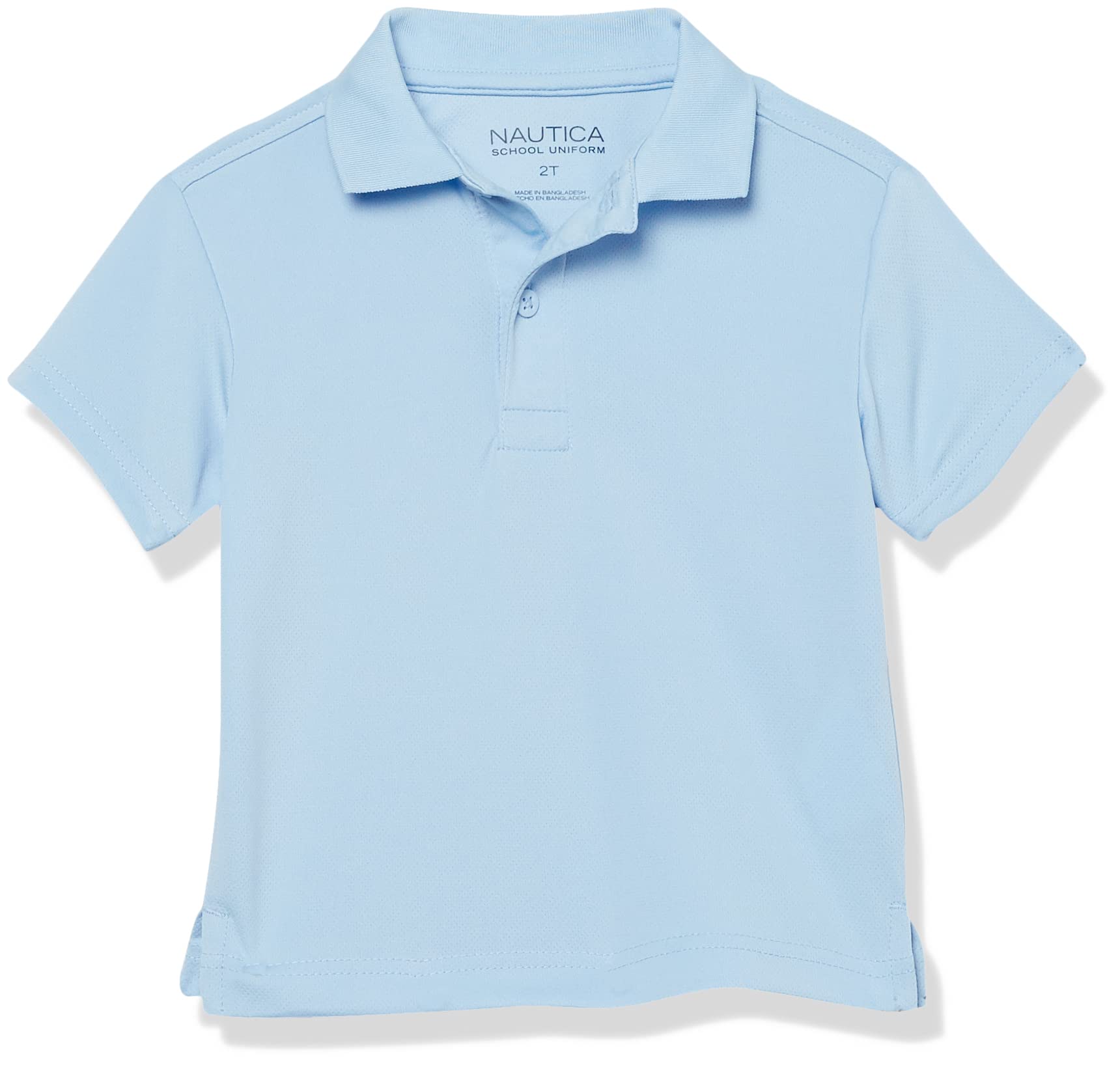 Nautica Boys' School Uniform Short Sleeve Polo Shirt, Button Closure, Moisture Wicking Performance Material