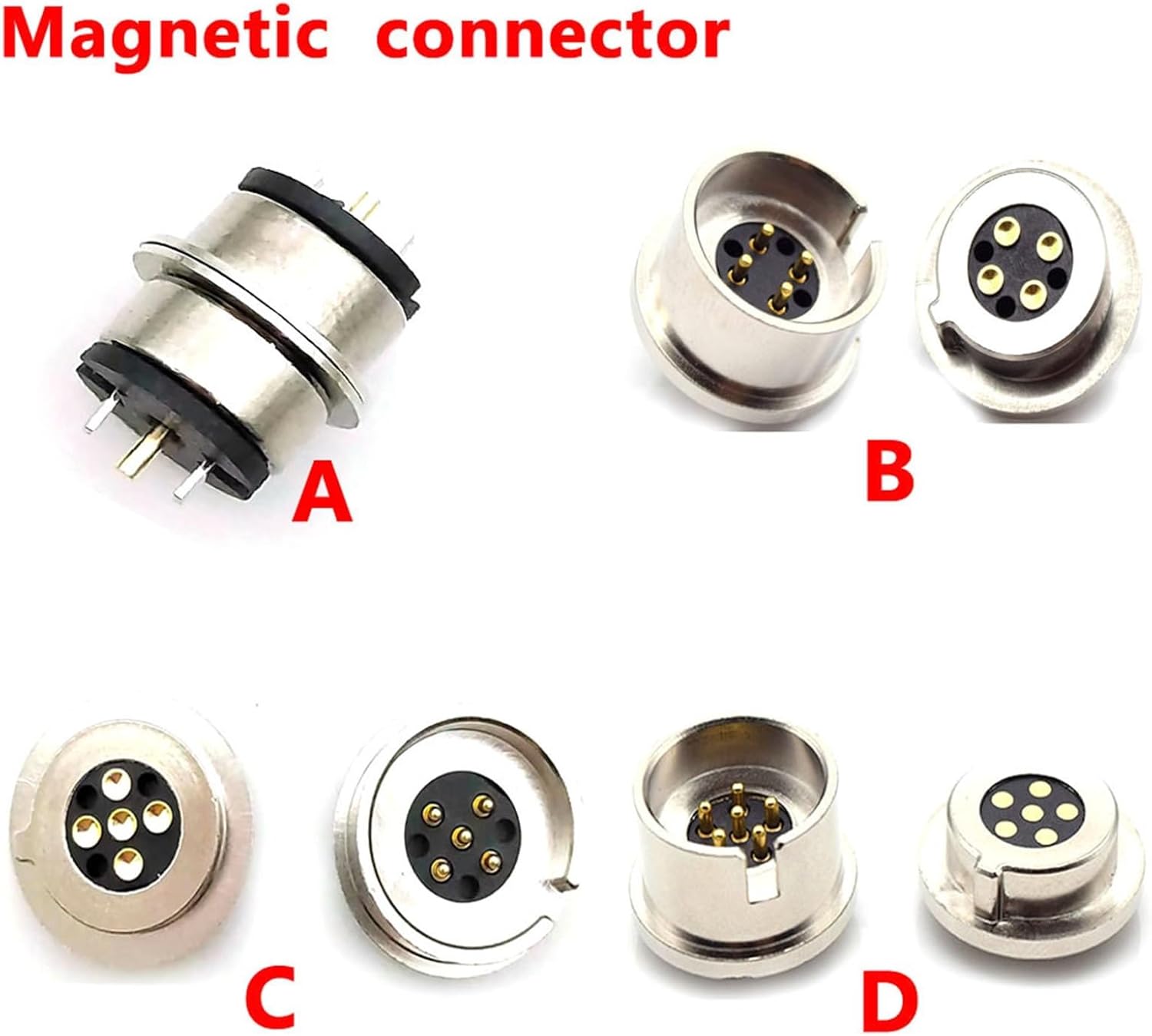 4Pin 5Pin 6Pin10A high Current Magnet Suction Spring pogo pin Connector Male Female Probe DC Power Charging Magnetic Connector(D)