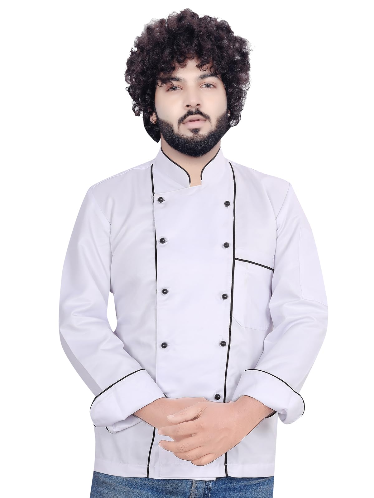 abc garments Double Piping Chefcoat For Men's Mushroom Button-picture-38