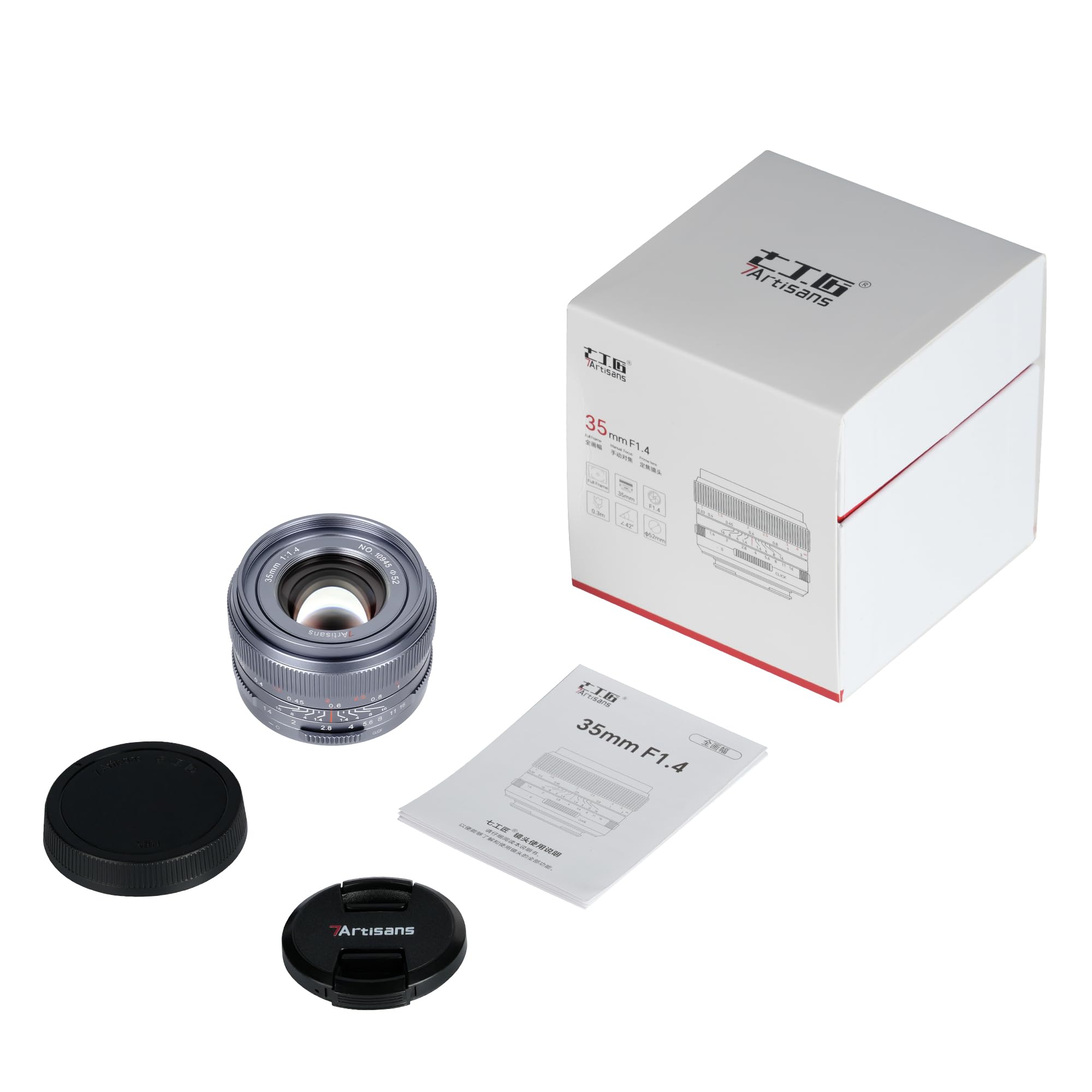 7artisans Objectif 35 mm F1.4 Mark Ⅲ Plein Format Monture L Gris Titane
