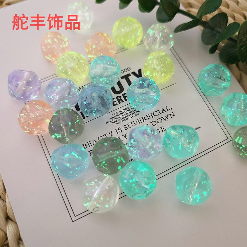 17MM 180 pièces Perles Rondes en Acrylique Couleur Fruit pour la Fabrication de Bijoux Bracelet Tresse Perles de Cheveux Artisanat