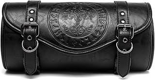 Unique Dark Punk Styles Motorcycle Headlight Bag Vintage Design Strong PU Leather Tool Storage for Travel Adjustable Motorcycle Tool Compartment