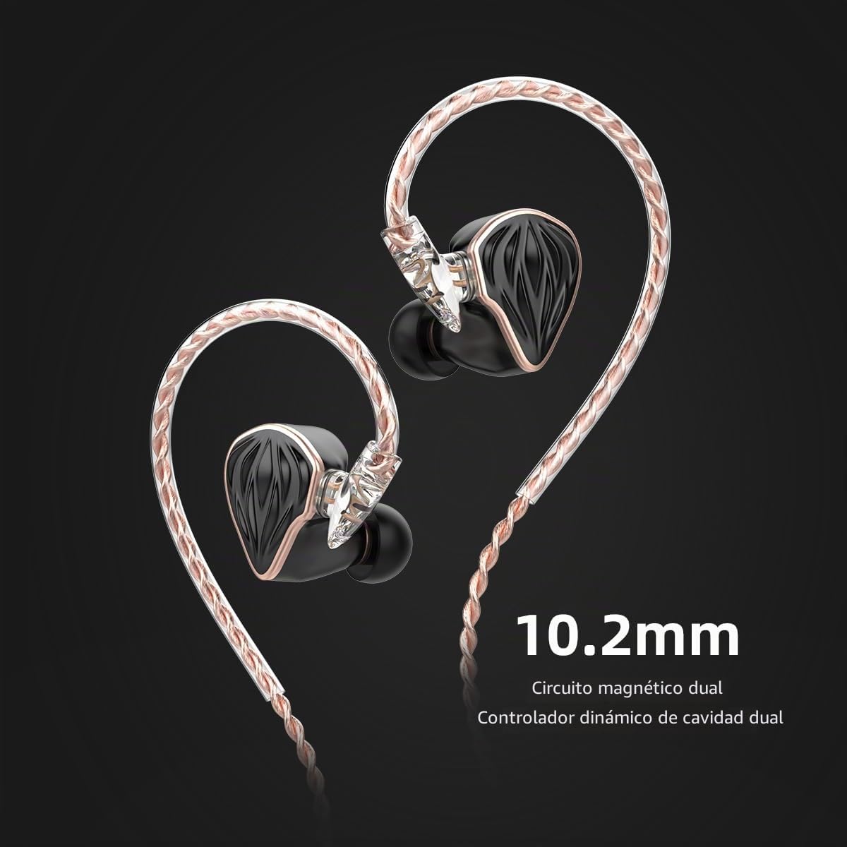 Hidizs MS3 in-Ear - Monitores,1DD+2BA 3 Unidades, Unidad dinámica de 10,2 mm, Audio Espacial Tricolor, Auriculares híbridos equilibrados, 4,4 mm