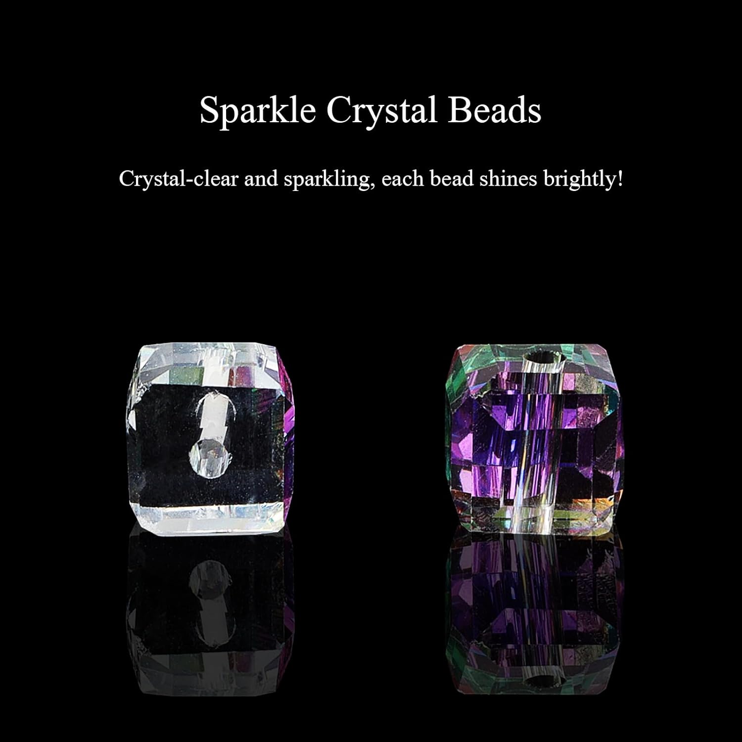 8mm Sparkle Cube Crystal Beads for Jewelry Making - Faceted Spacer Beads for Bracelets(94-100pcs, Translucent Blue) - Image 4