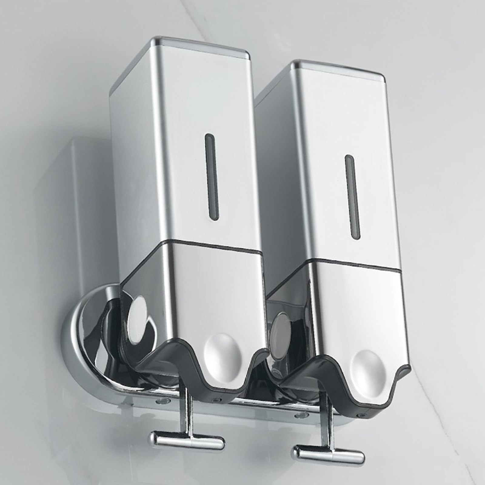 Dispenser di sapone liquido per bagno, un doppio dispenser per sapone liquido, da parete, cucina, bagno, bottiglia di plastica