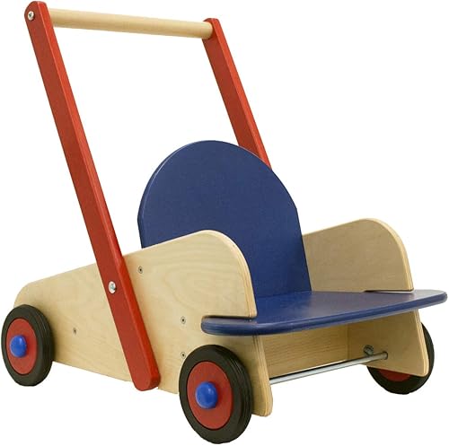 HABA Walker Wagon - Andador de madera para bebés, caminador sentado a pie para que el bebé aprenda a caminar, juguetes de empuje para niños pequeños