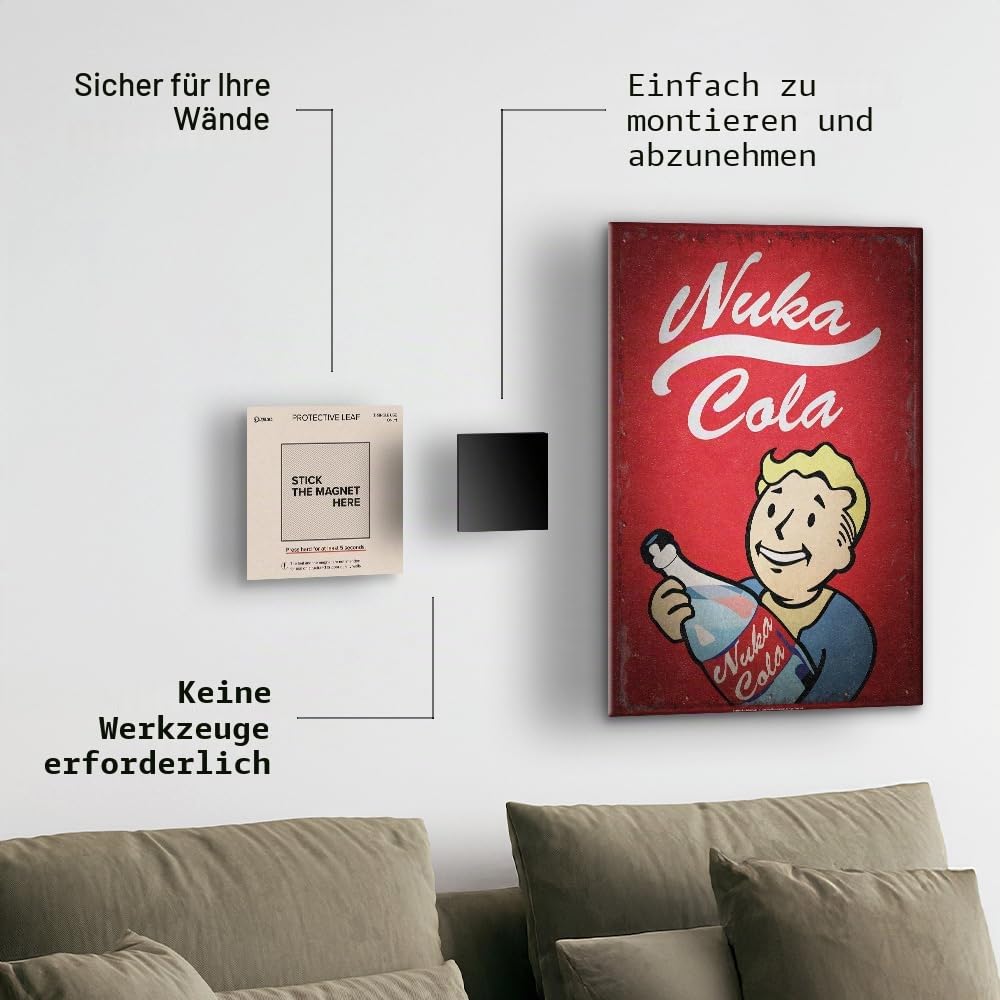 Displate Magnete für Metallposter Selbstklebend Set 9 Stück - Magnete Stark zum Kleben für Wand - Neodym Magnet Kit - Einfache Montage - Magnetische Wandkunst - Schutzblatt gratis