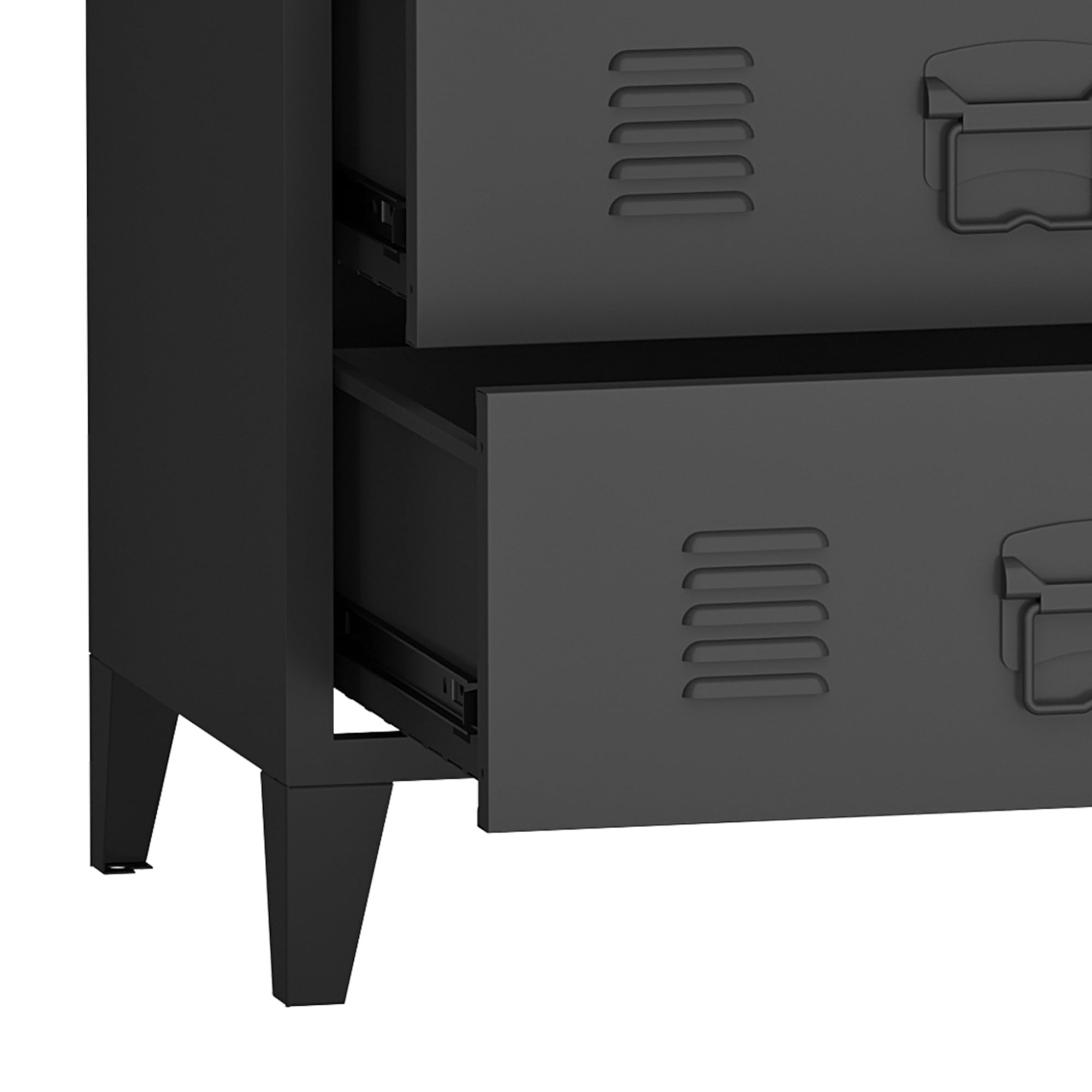 [en.casa] Commode Métallique avec 4 Tiroirs Casier de Bureau Caisson avec Compartiments Fermés Meuble de Rangement Industriel Acier 92 x 80 x 40 cm Noir