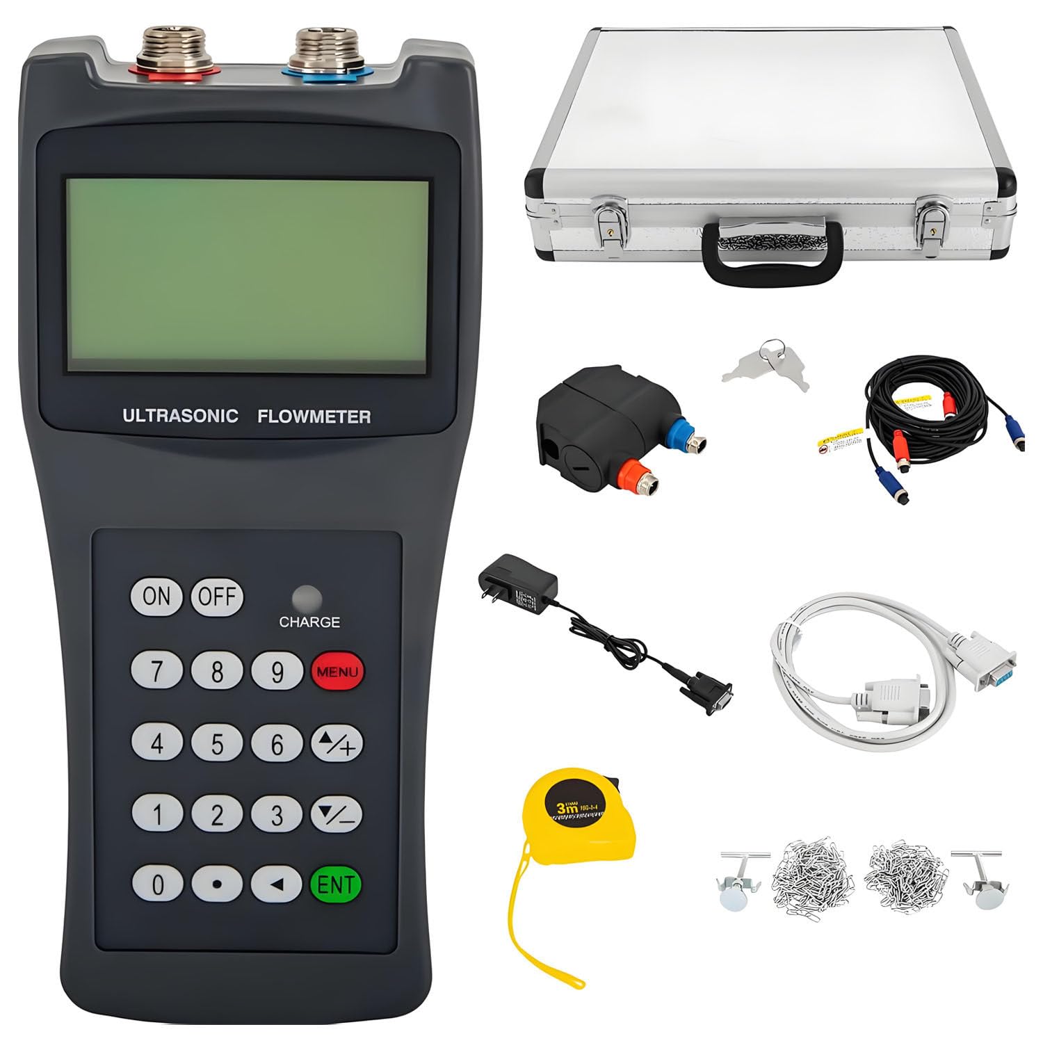 GLBMXDD Meter Liquid Flowmeter,Portable Liquid Flow Meter with Clamp On Sensor,Water Flowmeter, Flow Rate Range: ±32m/S (±104ft/S),for Copper/PVC Pipe,Industrial Sewage L1(DN300-6000)