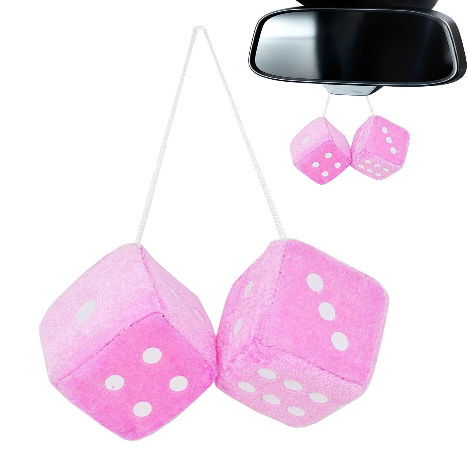 tedious Hanging Car Fluffy Dice | 7cm Furry Dice for Car Mirror | Plush Dices Hanging Ornaments Car Decoration | Couple Fuzzy Dice Car Rear View Pendant for Car Accessories, WVLN9Y5LG3ST2F6OI