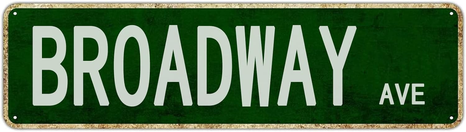 Bdeyfg Colour2 Broadway Ave Street Sign Vintage Metal Tin Sign Bar Cafe Garage Cave Home Room Farmhouse Garden Patio Wall Decor 4X16 Inch