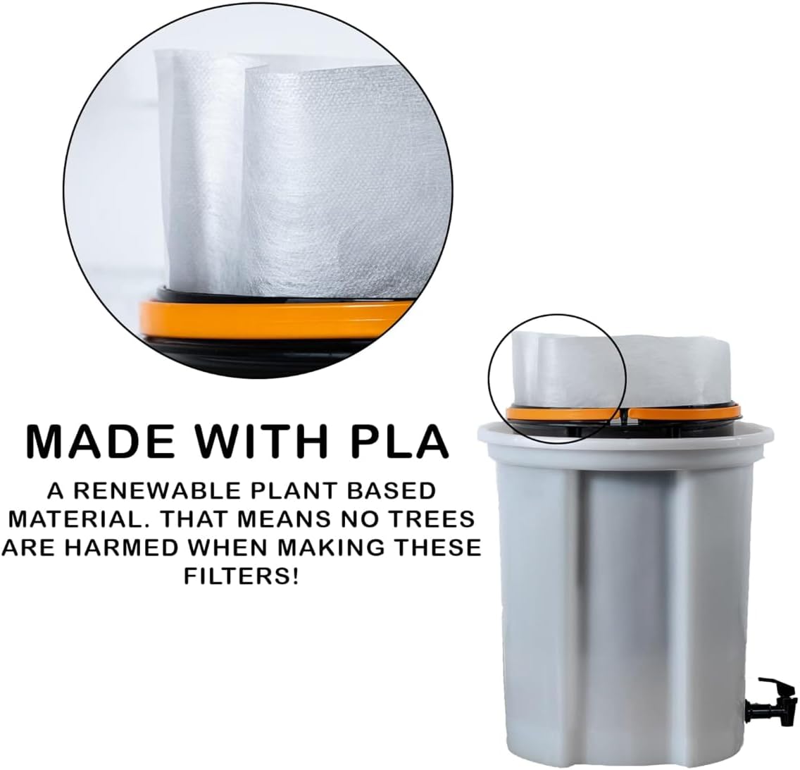 SNAP! Cold Brew Commercial PLA Filter - 50 Count，Disposable Fine Mesh Brewing Bags Commercial Coffee Filters 17''x20'' Fits 5 Gallon Buckets Coffee Shop Restaurants, Natural White