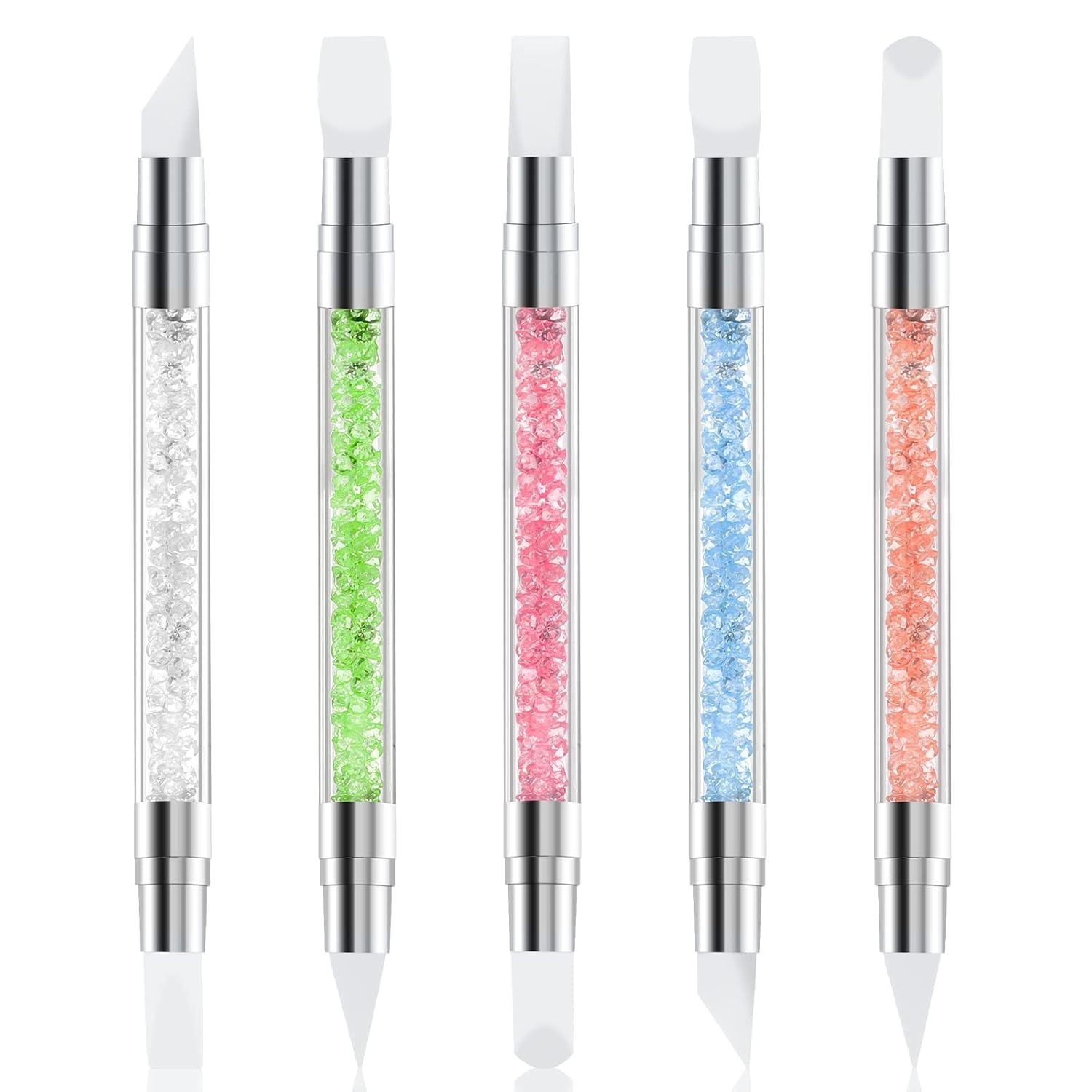 5 Pcs Dual Nail Tools Nail Art Sculpture Pen,Silicone Head Acrylic Handle Nail Art Brushes,Nail Art Tools for Home Salon