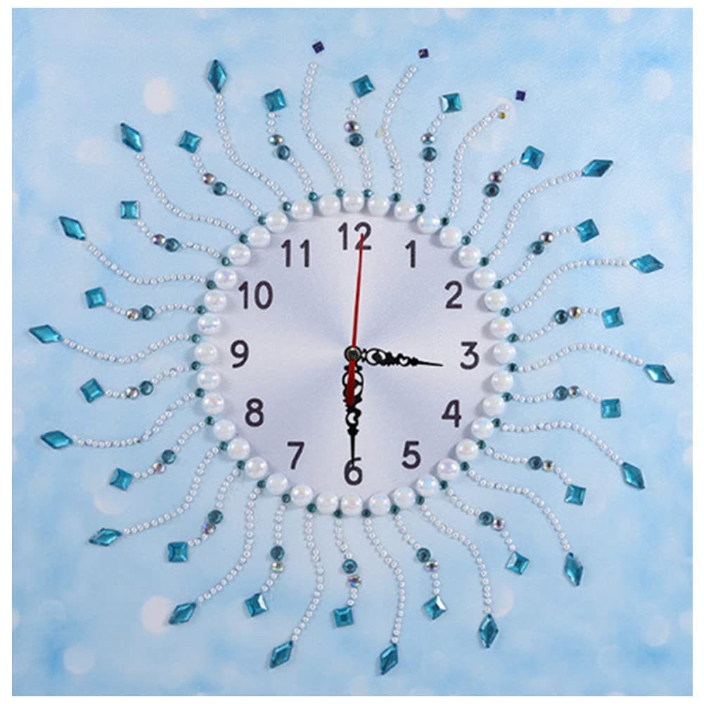DIY Wall Clock 5D Diamond Painting Kits Special Shaped Partial Drill Rhinestone Diamond Painting by Number Mosaic Art Crafts Home Wall Decor (Flower 9)