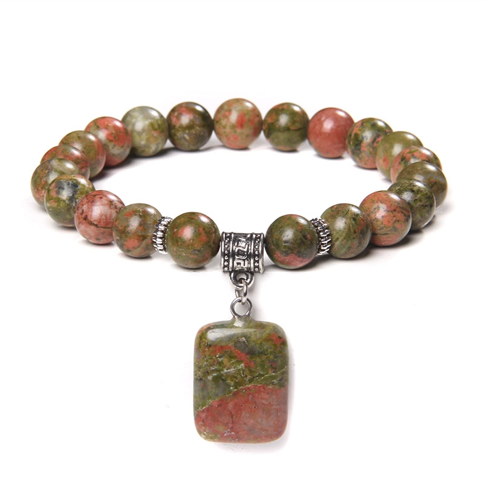 Naturstein-Armband, Naturstein-Perlen-Armband, quadratischer Anhänger, Charm-Tigerauge-Sodalith-Armbänder für Frauen, Männer, Paar-Schmuck, Geschenke, Armband-Schmuck