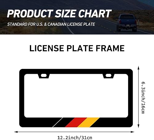 Miniatura 2 de Marco de matrícula de metal con bandera alemana, marco de matrícula de acero inoxidable, accesorios de automóvil, cubierta con 2 agujeros y