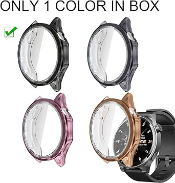 Compatible with TOZO S5 1.43 Round Smartwatch, TPU Cases with Screen Protector, 9H, Black, S5CS77B