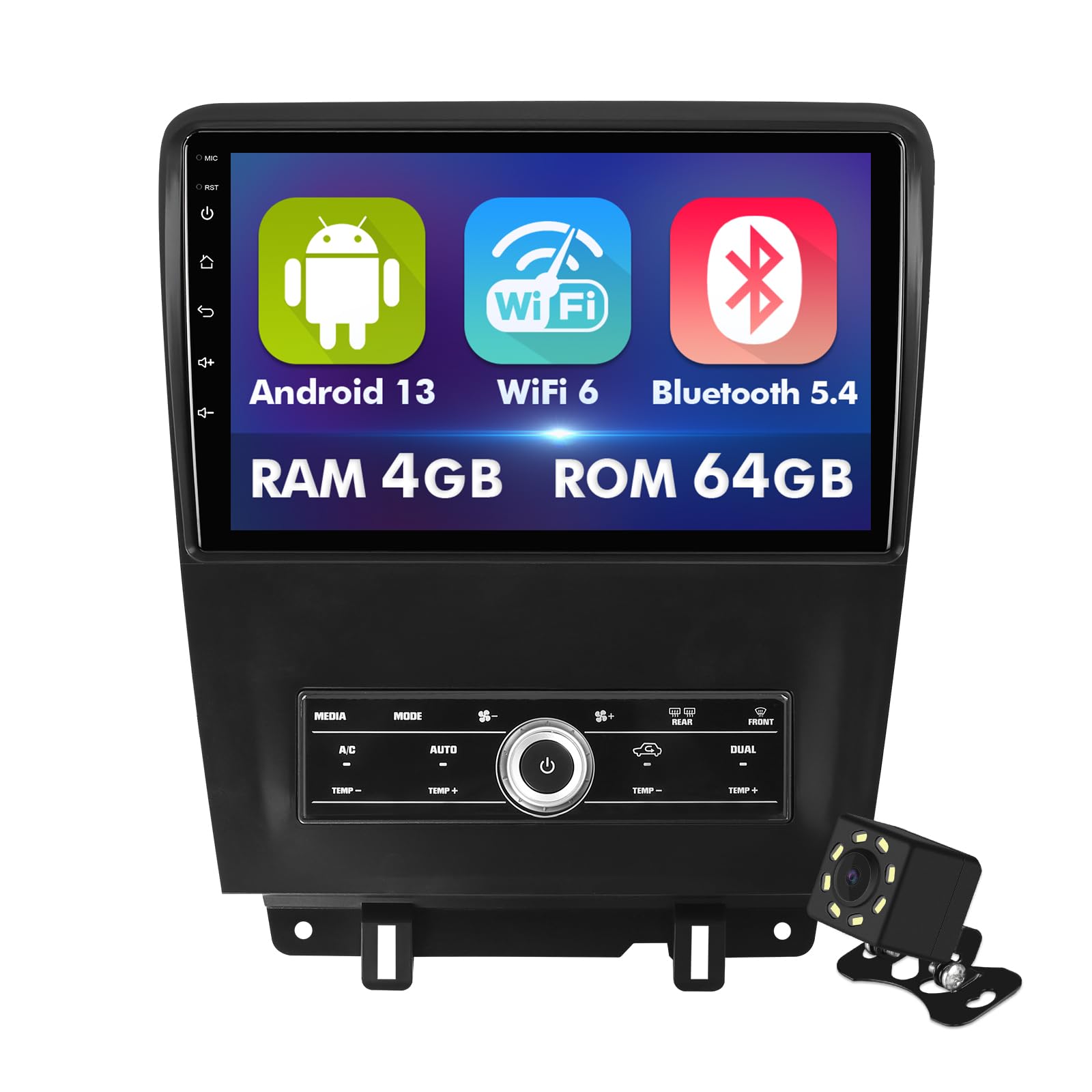 Photo 1 of ISUDAR 10.1 Inch IPS Touchscreen Android 13 Car Stereo for Ford Mustang 2010-2014 with Wireless CarPlay & Android Auto, 4+64GB, GPS, WiFi 6, Bluetooth 5.4, FM Radio, Backup Camera, SWC