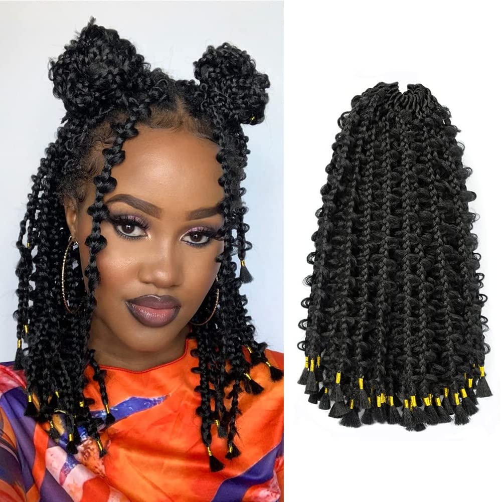 Buy Re4U Hair 12 Inch Bob Box Braids Crochet Hair Prelooped, Butterfly