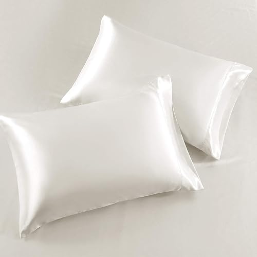 Miniatura 3 de SiinvdaBZX - Juego de sábanas de satén de tamaño King, 4 piezas ultra sedosas, suaves, de satén blanco marfil con bolsillo profundo, 1 sábana