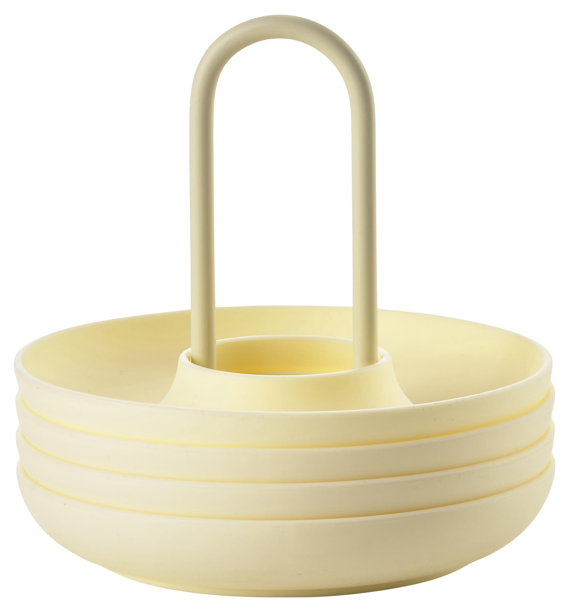 Zone Denmark Singles Ostern Eierbecher Set aus Silikon, Schönes Ostern Geschirr in Gelb, Stapelbar, 4 Eierhalter/Eierteller mit Halter, Durchm. 11,2 cm, Höhe 9,5 cm, Limestone (Hellgelb)