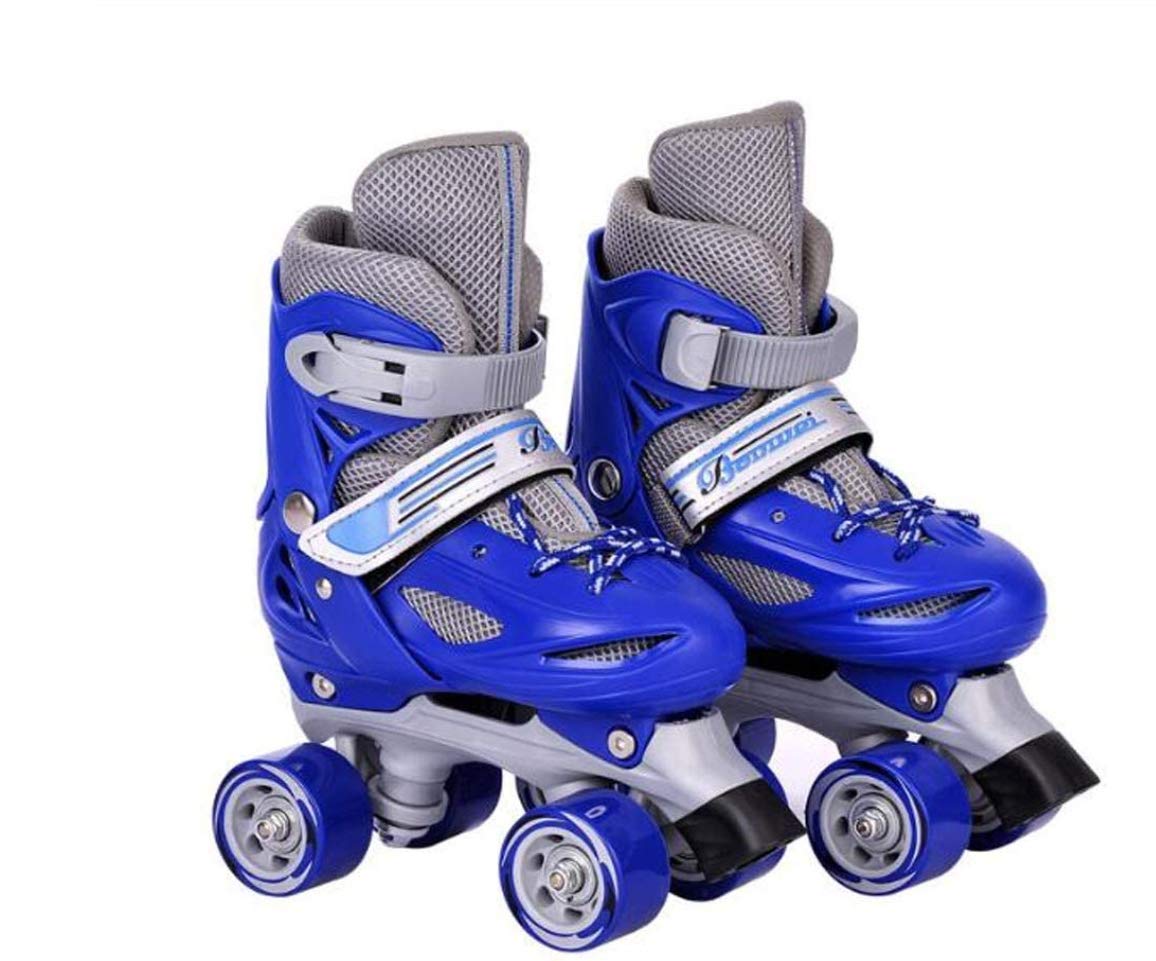 Roller Skates Adjustable for Kids,Double Row 4 Wheel With All Wheels,Fun for Girls and Ladies (Color : Blue, Size : M)