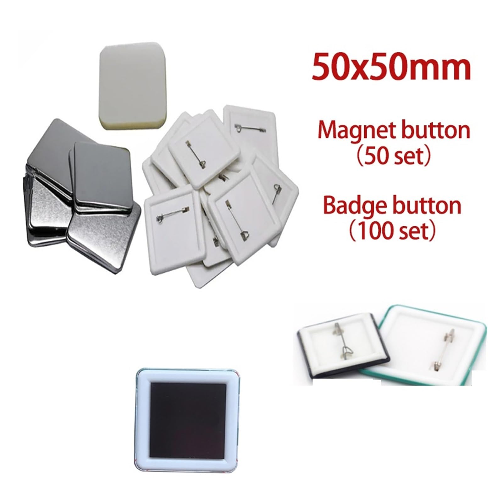 Matériau for badge à épingle carrée 50 x 50 mm, aimants for réfrigérateur, pièces de fabrication, fournitures Compatible(Soft magnet)