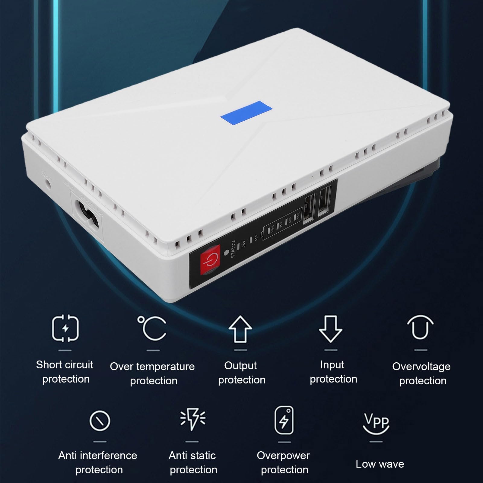 WALFRONT Mini Onduleur 8800 MAh avec Batterie de Secours pour Routeur, Modem et Caméra de sécurité (Blanc). (Prise UE)