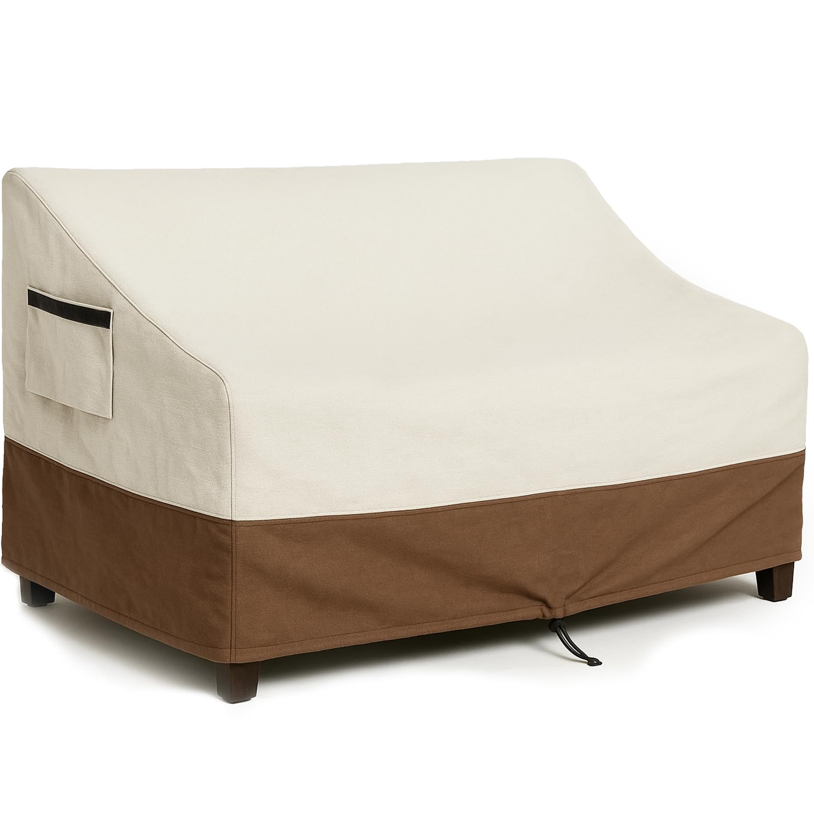 Outdoor Sofa Cover, Waterproof Patio Furniture Cover 58.3W x 32.7D x 31H inches Heavy Duty 600D Oxford Fabric Beige and Brown