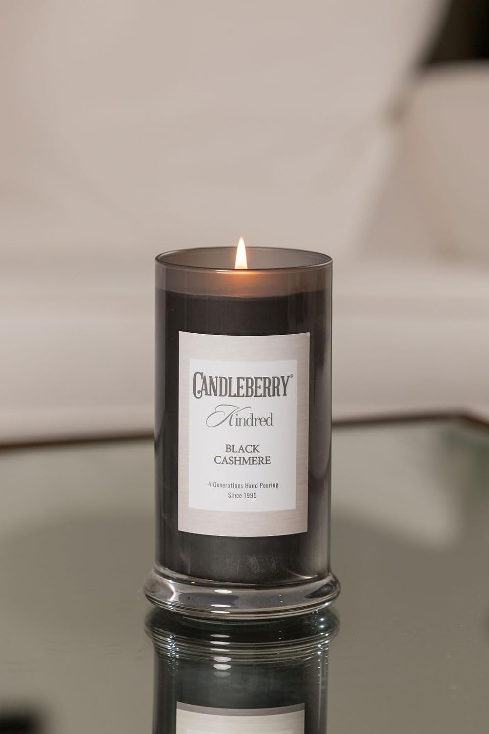 Candleberry Candles Kindred Collection | Luxury Glass Jar | USA Hand Poured Soy Blend Candle | Highly Scented & Long Lasting | Up to 90 hour Burn Time (Black Cashmere)