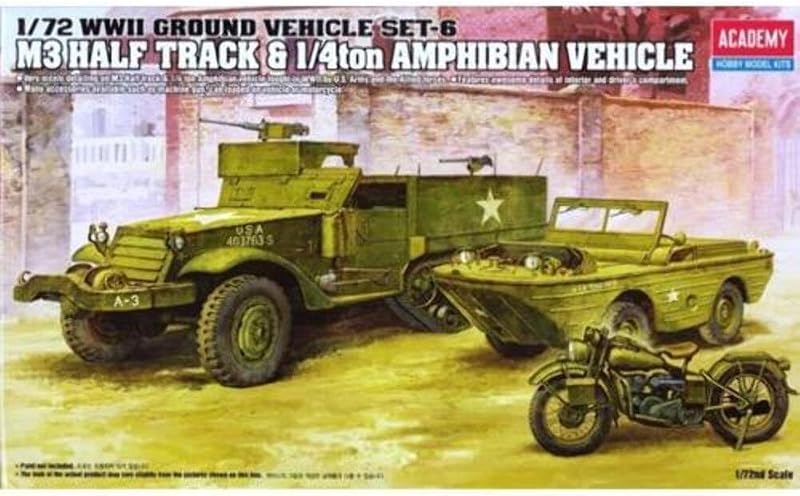 ACADEMY 1/72 M3 Half Track/Amphibian Model Kit, Ages 10+