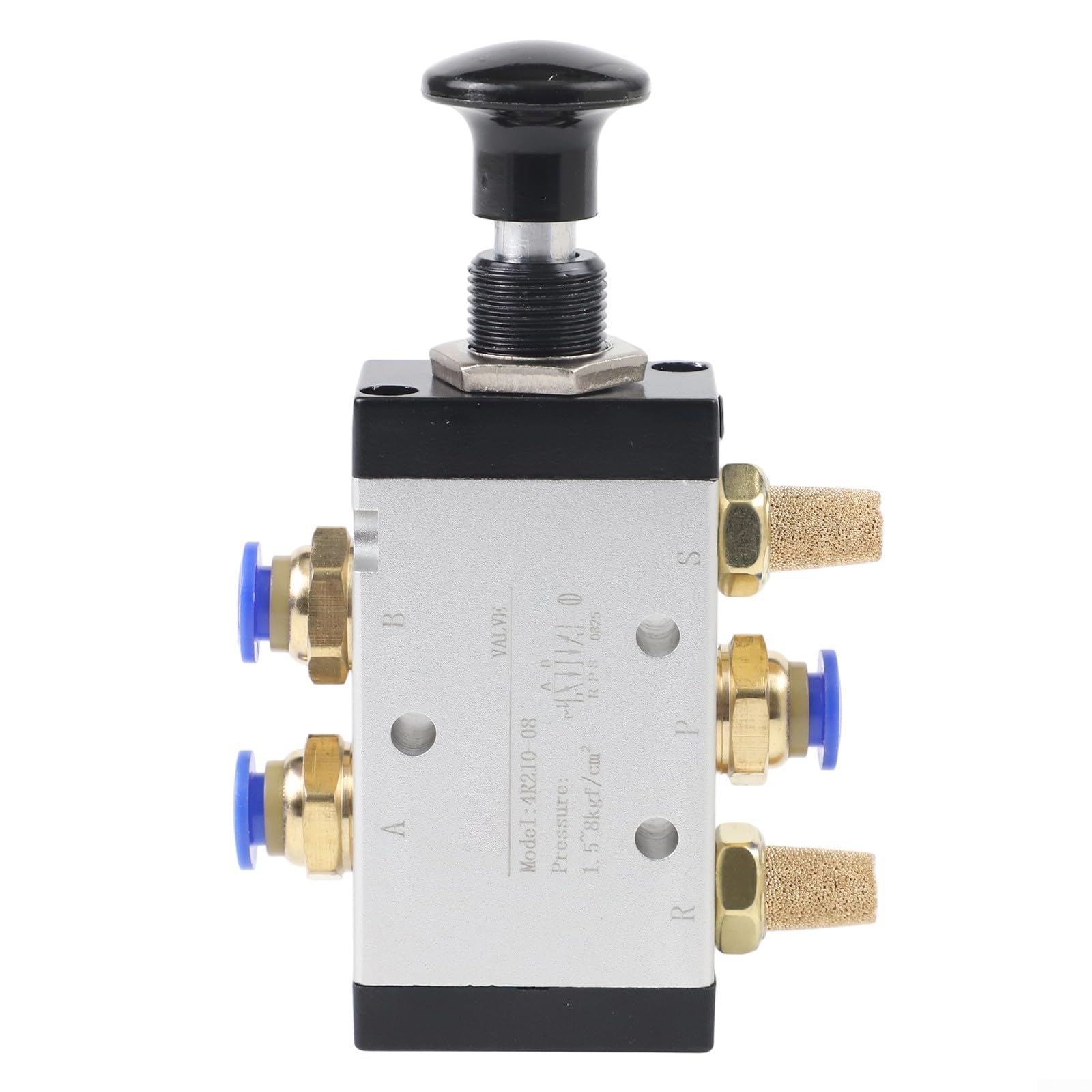Pneumatik-Ventil 4R210-08 – 5/2-Wege-Push-Pull-Ventil G1/4, Mit Schalldämpfer Und Steckern, Manuell